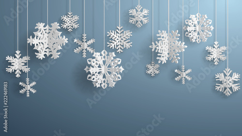 Christmas Illustration With White Three Dimensional Paper