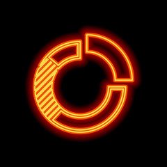 Poster - Business pie chart icon. Orange neon style on black background.