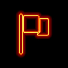 Wall Mural - Simple flag icon. Orange neon style on black background. Light i