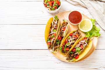 Wall Mural - tacos with meat and vegetables