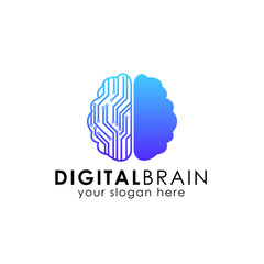 Canvas Print - digital brain logo design template. electronic brain logo vector. smart brain vector icon