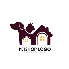 Wall Mural - pet shop logo design template. pet home logo design vector icon