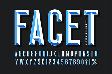 Sticker - Original display font with facets, alphabet, letters and numbers