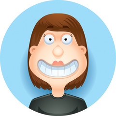 Canvas Print - Cartoon Brunette Woman Smiling