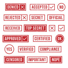 Canvas Print - Rubber stamps. Official compliance resolution stamp, verified set