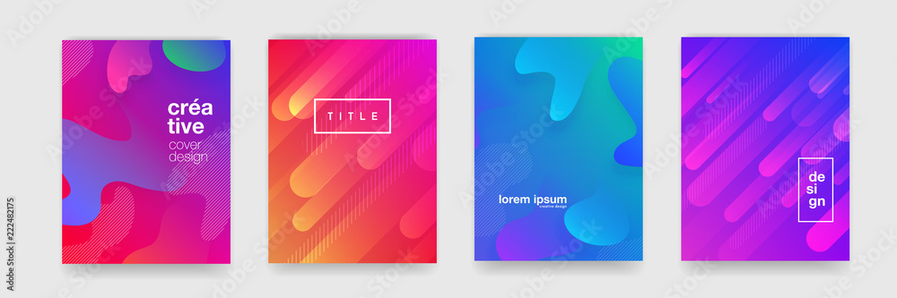 Gradient flowing geometric pattern background texture for poster cover design. Minimal color abstract gradient banner template. Modern vector wave shape for brichure - obrazy, fototapety, plakaty 