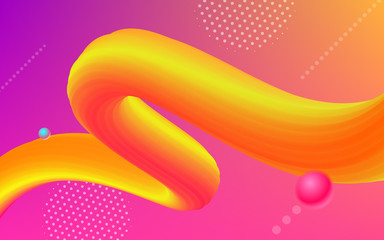 Aufkleber - Trendy color gradient transition with digital paint wave in abstract geometric shape on neon colorful background. Vector 3d design template for music party poster in vibrant trendy gradient color