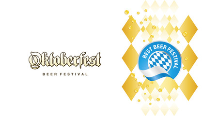 Wall Mural - Oktoberfest Best Beer festival blue logo beer drops background