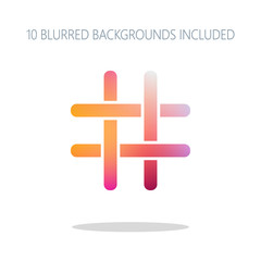 Poster - Hashtag icon. Colorful logo concept with simple shadow on white.