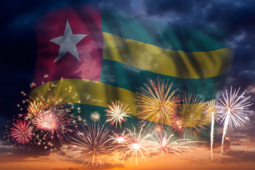 Fireworks and flag of Togo