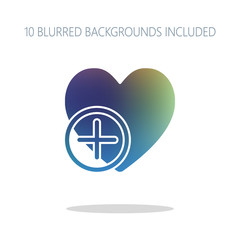 Poster - heart and plus. simple silhouette. Colorful logo concept with si