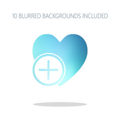 Poster - heart and plus. simple silhouette. Colorful logo concept with si