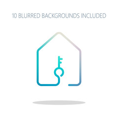 Poster - house with key icon. line style. Colorful logo concept with simp