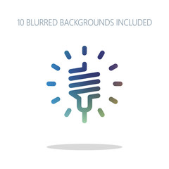 Poster - led lamp icon. Colorful logo concept with simple shadow on white
