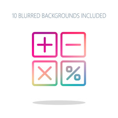 Poster - simple icon of calculator. Colorful logo concept with simple sha
