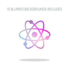 Poster - scientific atom symbol, simple icon. Colorful logo concept with