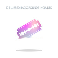 Poster - razor blade and cutting line. simple icon. Colorful logo concept