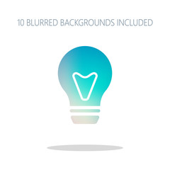 Poster - bulb, simple icon. Colorful logo concept with simple shadow on w
