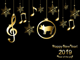 Wall Mural - Greeting cards with a Christmas and a New Year of the pig