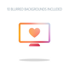 Poster - computer and heard. simple icon. Colorful logo concept with simp