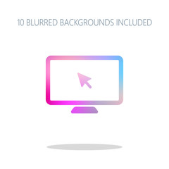 Poster - Desktop computer and mouse arrow. Simple digital icon. Colorful