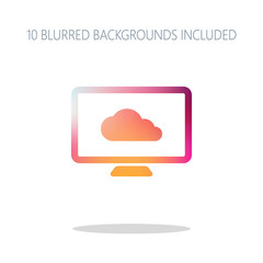 Poster - database, cloud technology, computer and cloud. simple icon. Col