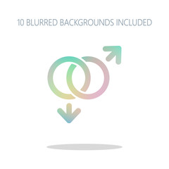 Poster - gender symbol. linear symbol. simple gay icon. Colorful logo con