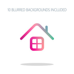Poster - Simple house icon. Colorful logo concept with simple shadow on w