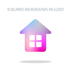 Poster - Simple house icon. Colorful logo concept with simple shadow on w