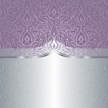 Wedding Floral Violet Silver Vector Holiday Background Design