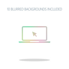 Poster - Laptop or notebook with arrow on screen. Colorful logo concept w