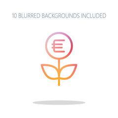 Poster - Money flower with dollar. Money tree. Linear icon with thin outl
