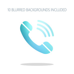 Poster - Ringing phone icon. Retro symbol. Colorful logo concept with sim