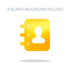 Poster - address book with man symbol on cover. Colorful logo concept wit