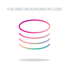 Poster - Database icon. Simple linear symbol, thin outline. Colorful logo