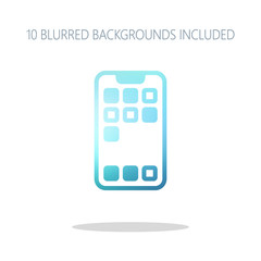 Poster - Simple mobile phone icon. Linear symbol, thin outline. Colorful
