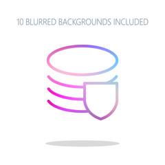 Poster - Simple protect of database. Linear, thin outline. Colorful logo