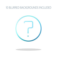 Poster - Simple question in circle. Linear, thin outline. Colorful logo c