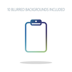 Poster - Tablet with paper. Colorful logo concept with simple shadow on w