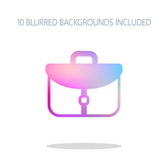 Poster - Briefcase, office bag. Colorful logo concept with simple shadow