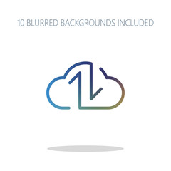 Poster - Data cloud icon. Backup, restore. Upload, download. Up and Down