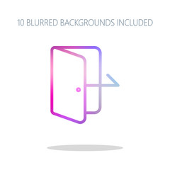 Poster - Exit icon. Linear, thin outline. Colorful logo concept with simp
