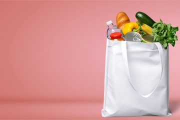 Full shopping  bag, isolated over  background