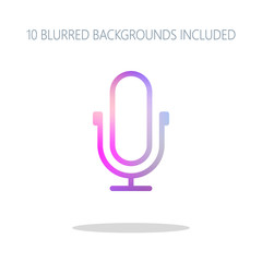 Poster - Simple microphone icon. Linear, thin outline. Colorful logo conc