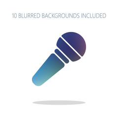 Poster - Hands microphone icon. Colorful logo concept with simple shadow