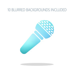 Poster - Hands microphone icon. Colorful logo concept with simple shadow