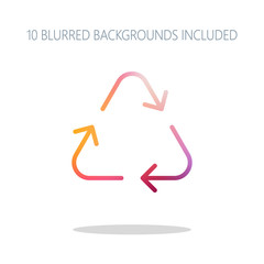 Poster - Recycle or reuse icon. Thin arrows, linear style. Colorful logo