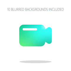 Poster - Simple video camera icon. Colorful logo concept with simple shad