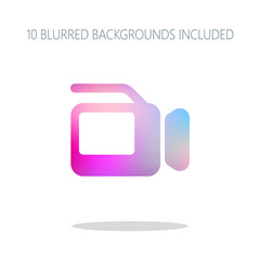 Poster - Video camera with screen. Colorful logo concept with simple shad