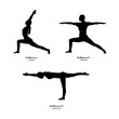 © Oli - Set of Virabhadrasana I, II, III (Warrior I, II, III). Vector.